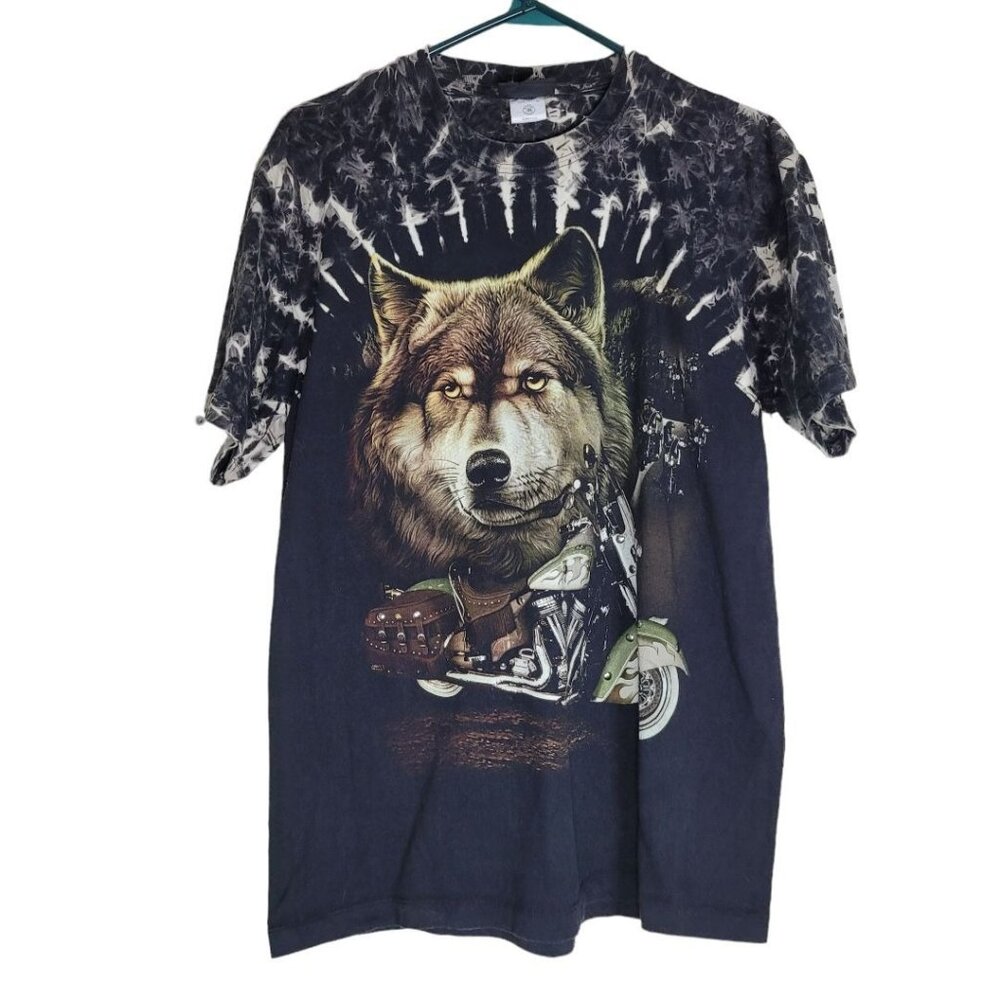 Jays Rock‎ Biker T-Shirt Wolf Tie Dye Gang Group Club Mens Large Stud Motorcycle